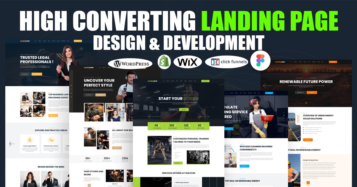 Landing page design and development services